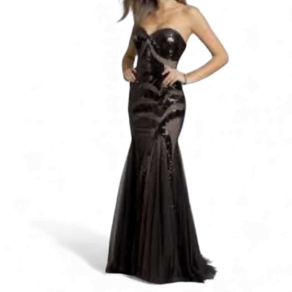 Jovani Black Sequin Formal Dress 6
